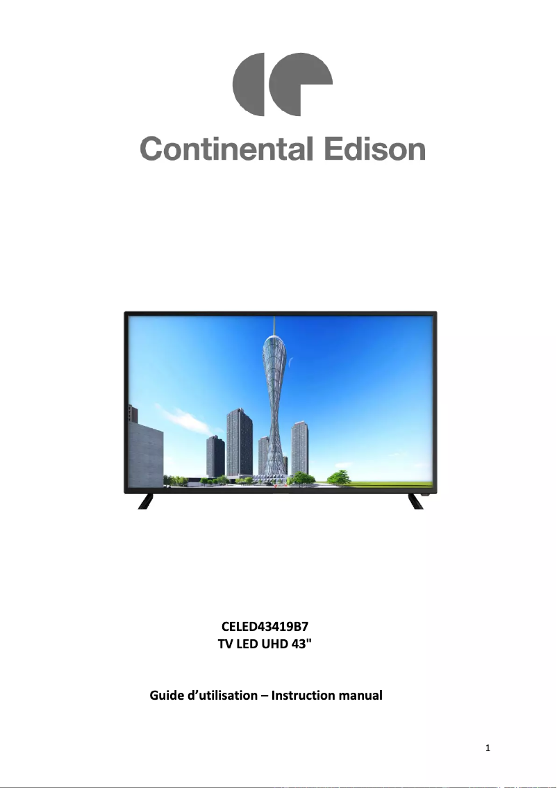 Page 1 de la notice Manuel utilisateur Continental Edison CELED43419B7