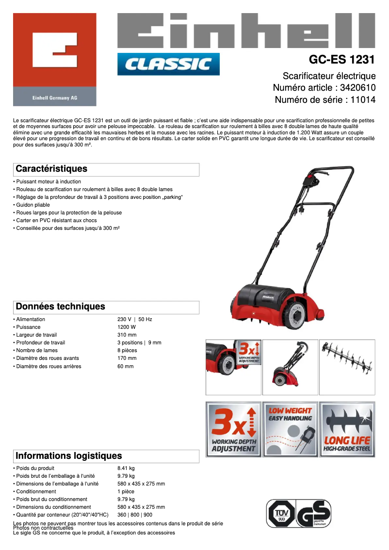 Image de la première page du manuel de l'appareil GC-ES 1231