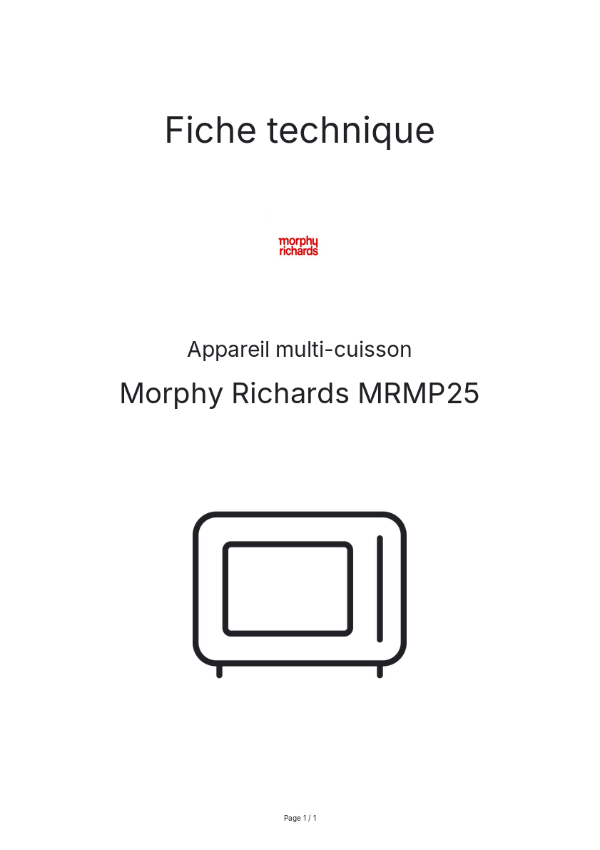 Image de la première page du manuel de l'appareil MRMP25