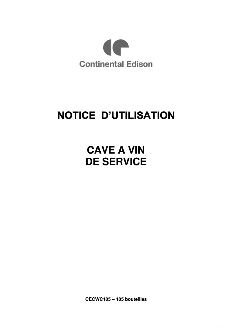 Page 1 de la notice Manuel utilisateur Continental Edison CECWC105