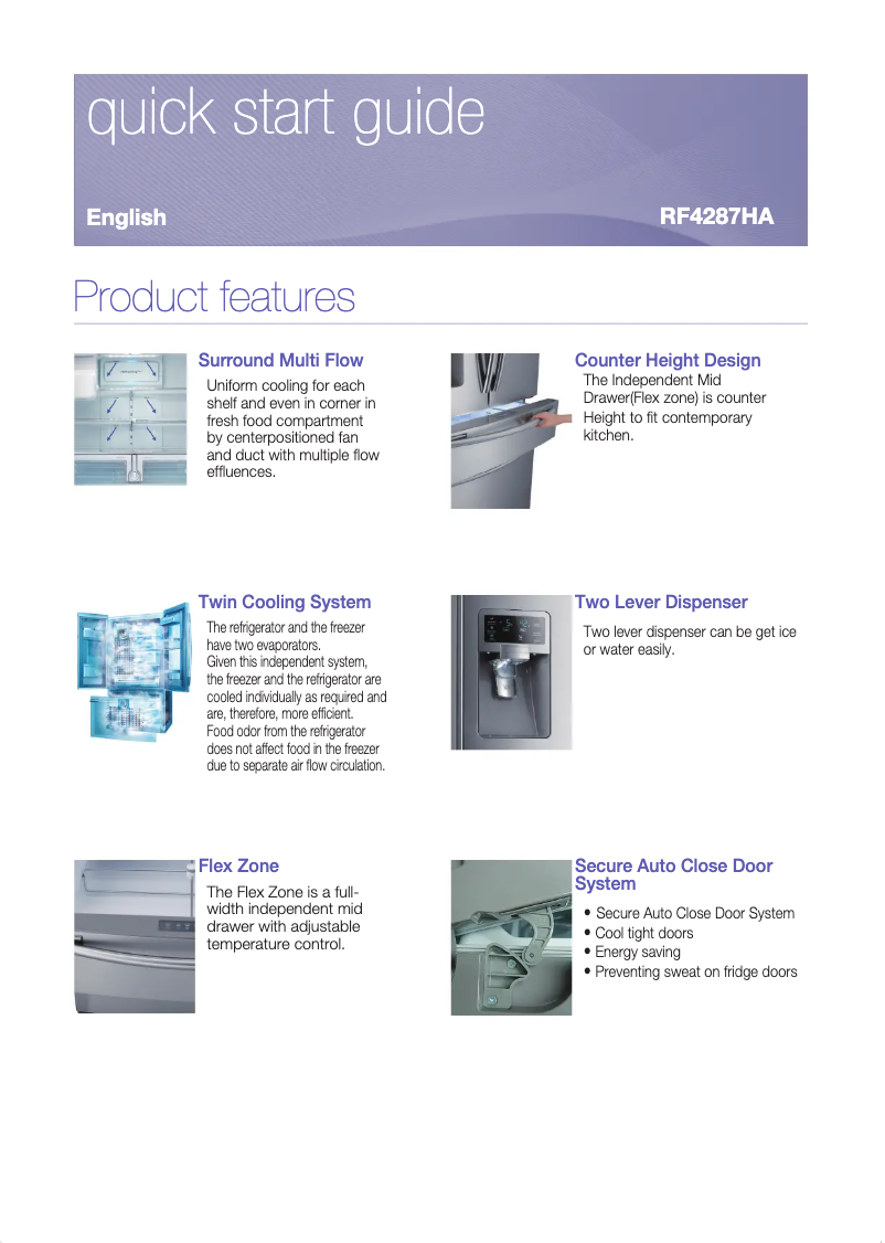 Page 1 de la notice Manuel utilisateur Samsung RF4287HARS