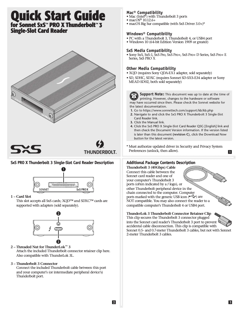 Page n°1 - Manuel utilisateur Sonnet TB3-1SXSPX