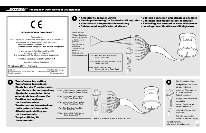 Page 1 de la notice Manuel utilisateur Bose FreeSpace 360P II