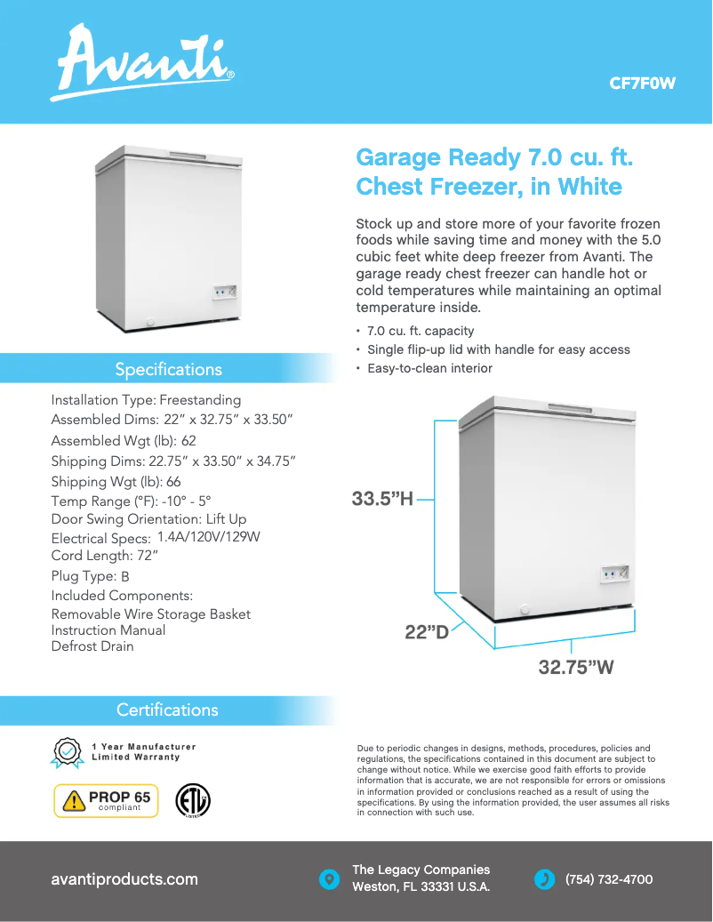 Image de la première page du manuel de l'appareil CF7F0W