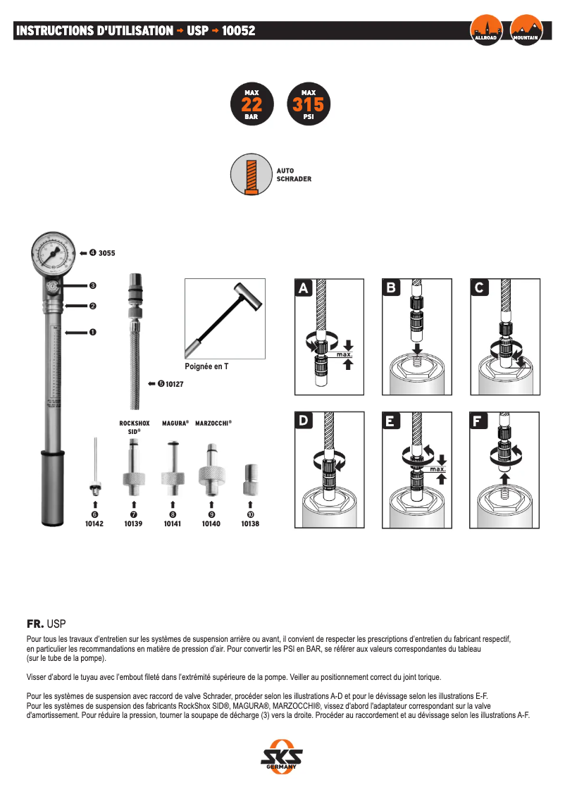 Page 1 de la notice Manuel utilisateur SKS USP