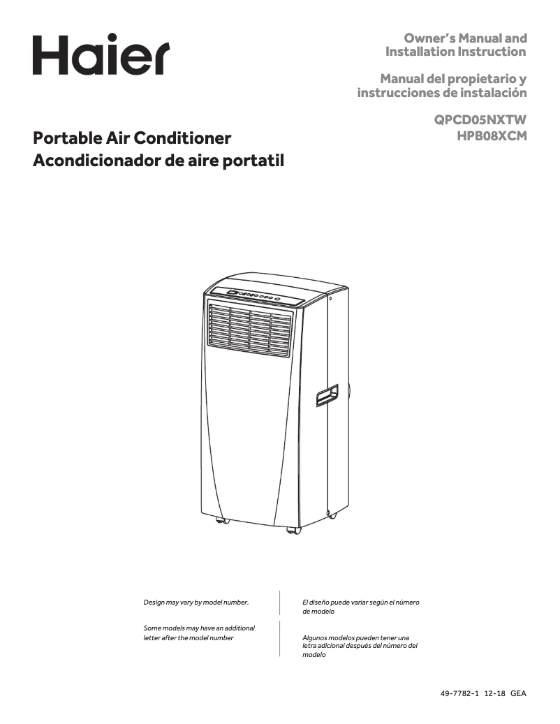 Page 1 de la notice Manuel utilisateur Haier QPCD05NXTW