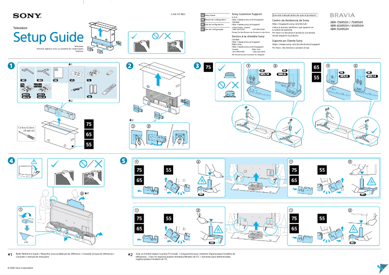Page 1 de la notice Guide d'installation Sony Bravia XBR-75X950H