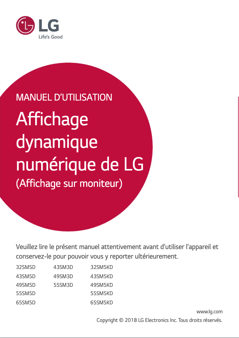 Page n°1 - Manuel utilisateur LG 65SM5D