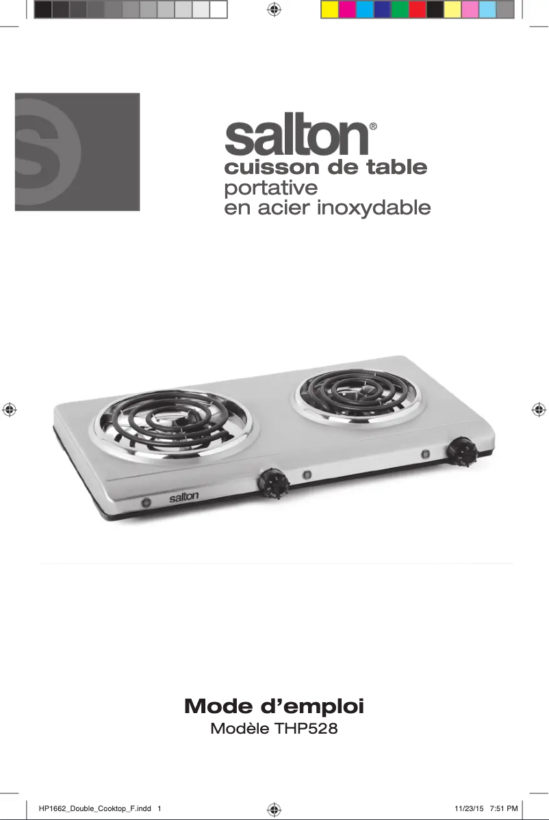 Page n°1 - Manuel utilisateur Salton THP528