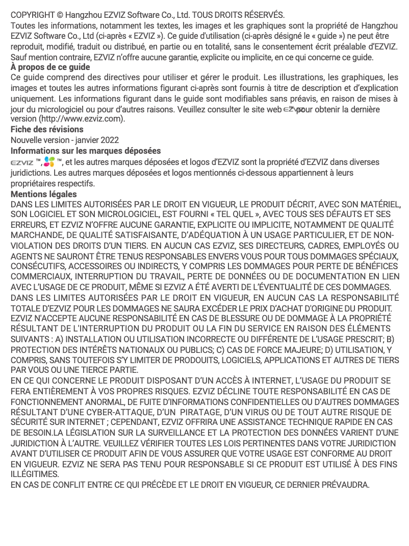 Page 1 de la notice Manuel utilisateur EZVIZ CB5 4K