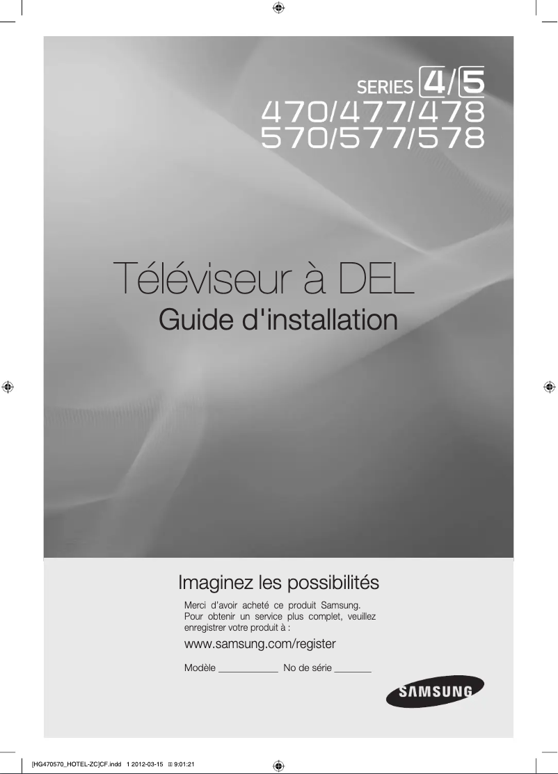 Page 1 de la notice Guide d'installation Samsung HG32NA478GF