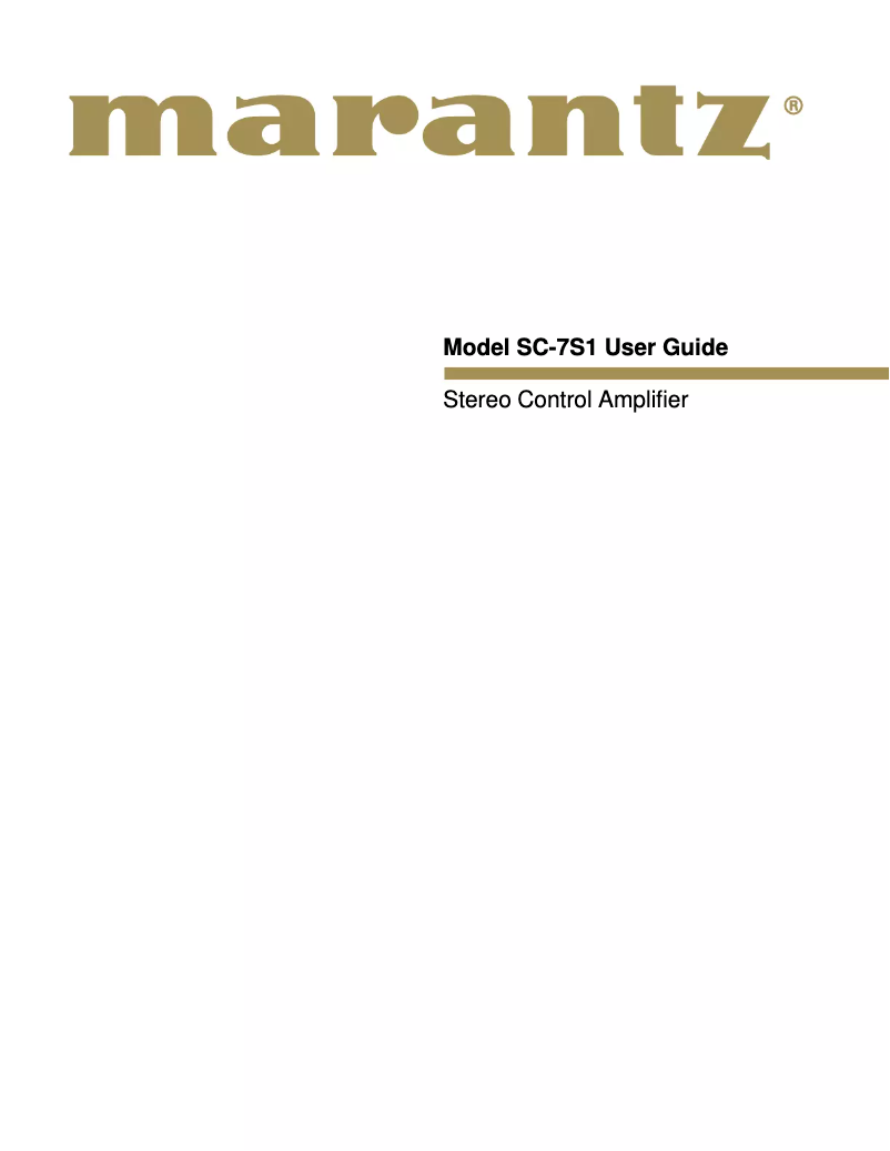 Page n°1 - Manuel utilisateur Marantz SC-7S1