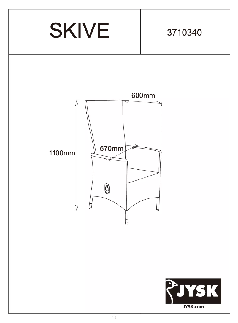 Page 1 de la notice Manuel utilisateur JYSK Skive