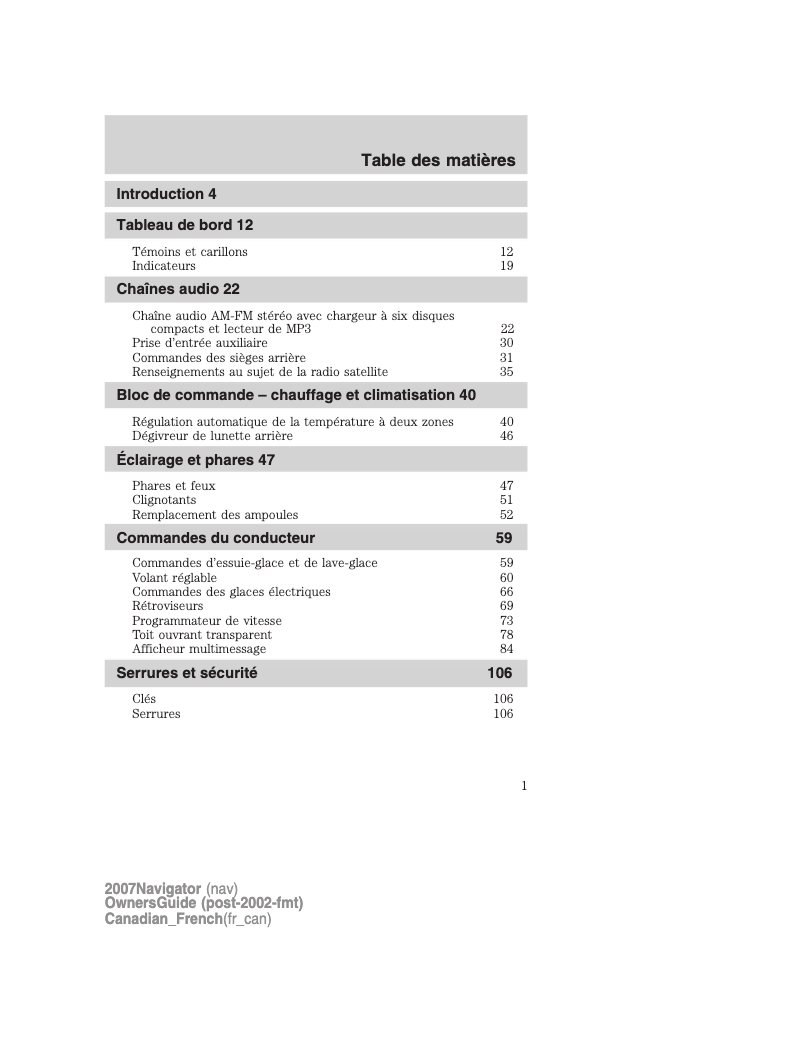 Image de la première page du manuel de l'appareil Navigator (2007)