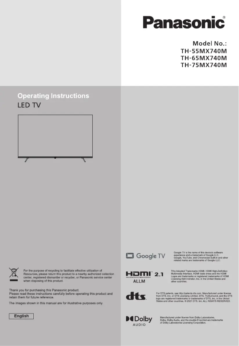 Page 1 de la notice Manuel utilisateur Panasonic TH-65MX740M