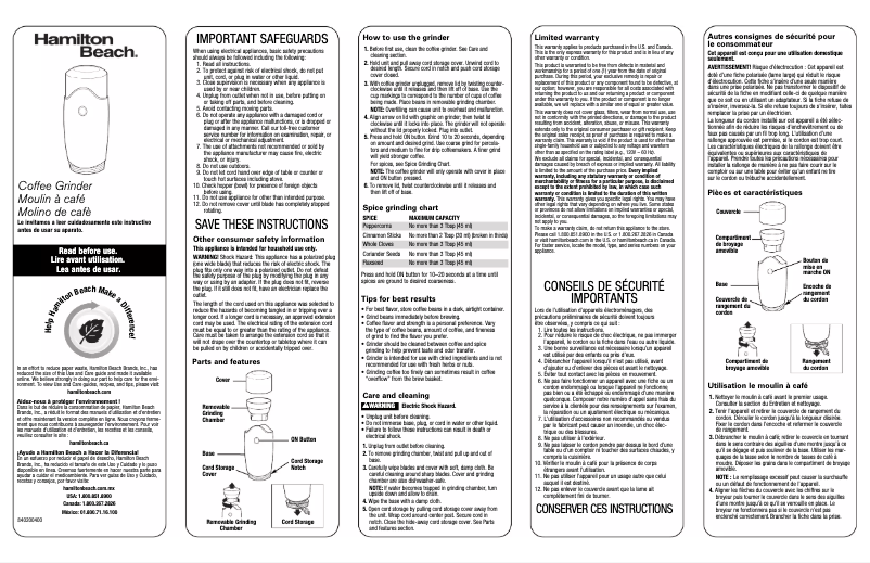 Image de la première page du manuel de l'appareil 80350R