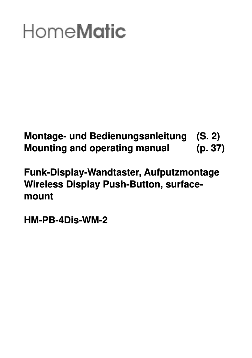 Page n°1 - Manuel utilisateur Homematic IP HM-PB-4Dis-WM