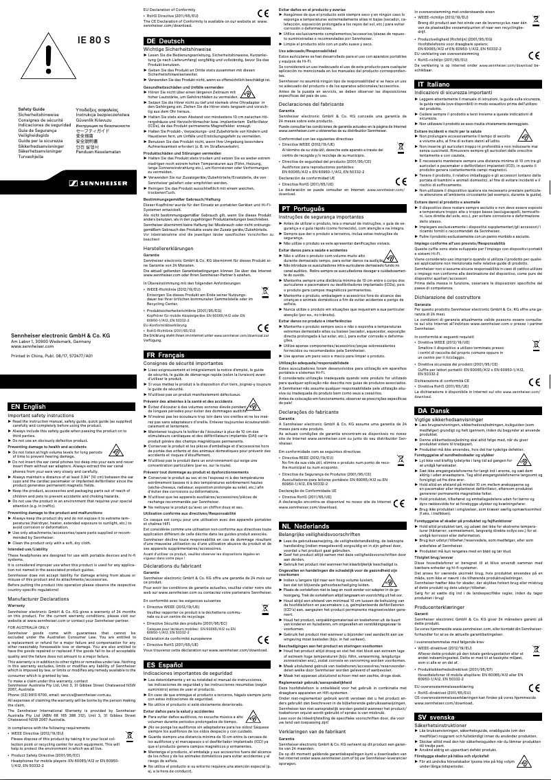 Image de la première page du manuel de l'appareil IE 80