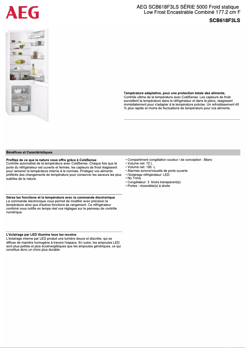Page n°1 - Fiche technique AEG SCB618F3LS