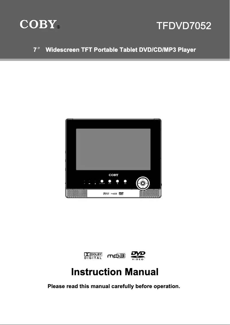 Page 1 de la notice Manuel utilisateur Coby TFDVD7052