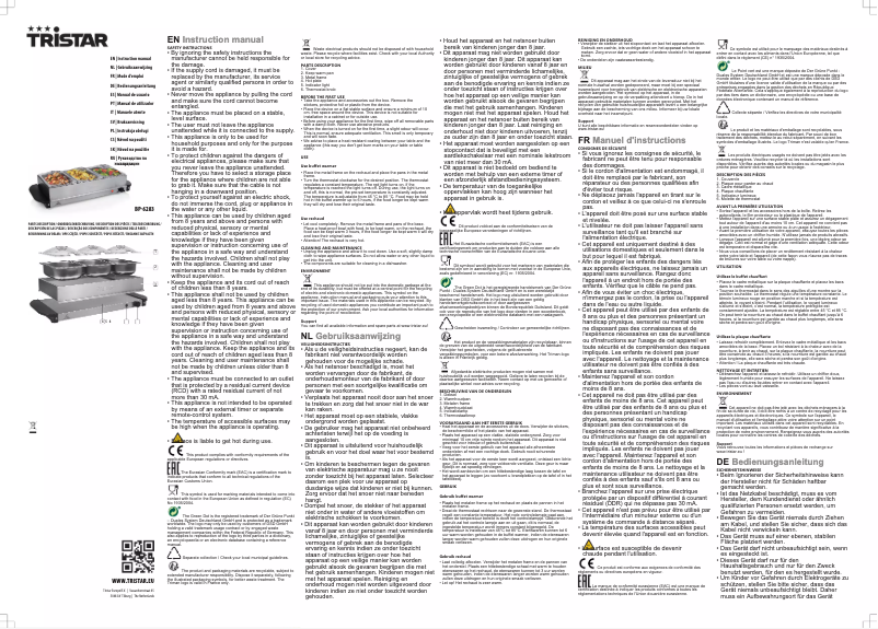 Page 1 de la notice Manuel utilisateur TriStar BP-6283
