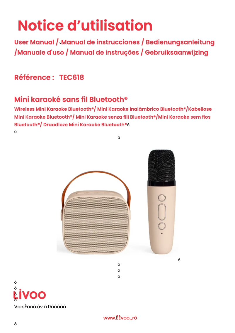 Page n°1 - Manuel utilisateur Livoo TEC618