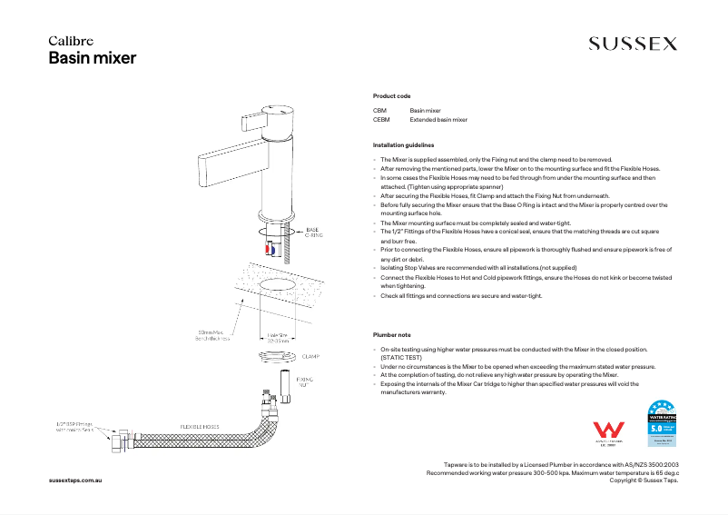 Page n°1 - Manuel utilisateur Sussex CEBM