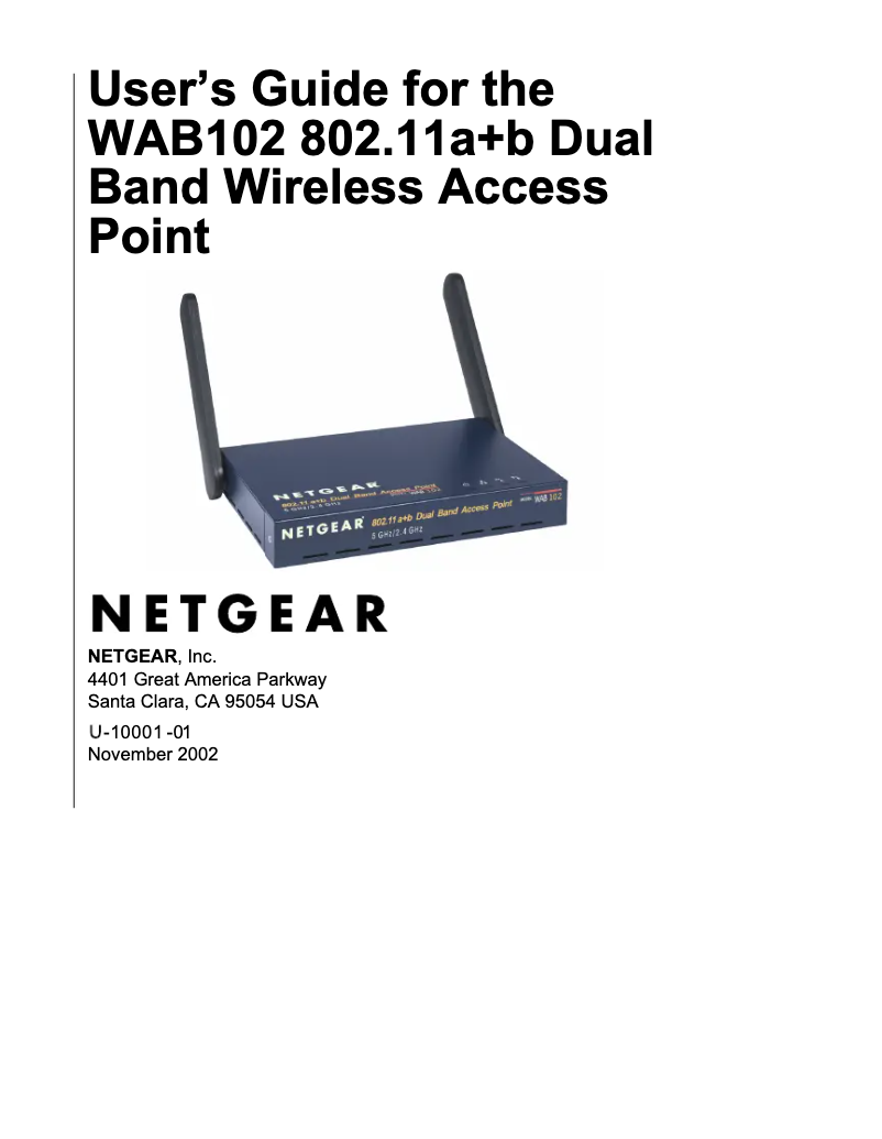 Page 1 de la notice Manuel utilisateur Netgear WAB102
