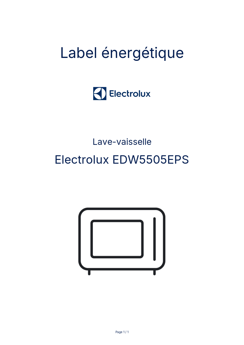 Image de la première page du manuel de l'appareil EDW5505EPS