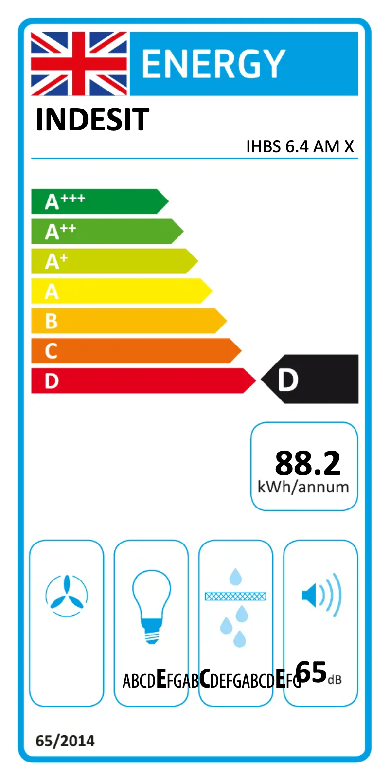Page n°1 - Label énergétique Indesit IHBS 6.4 AM X