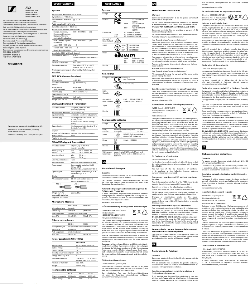 Page 1 de la notice Fiche technique Sennheiser MKE 440