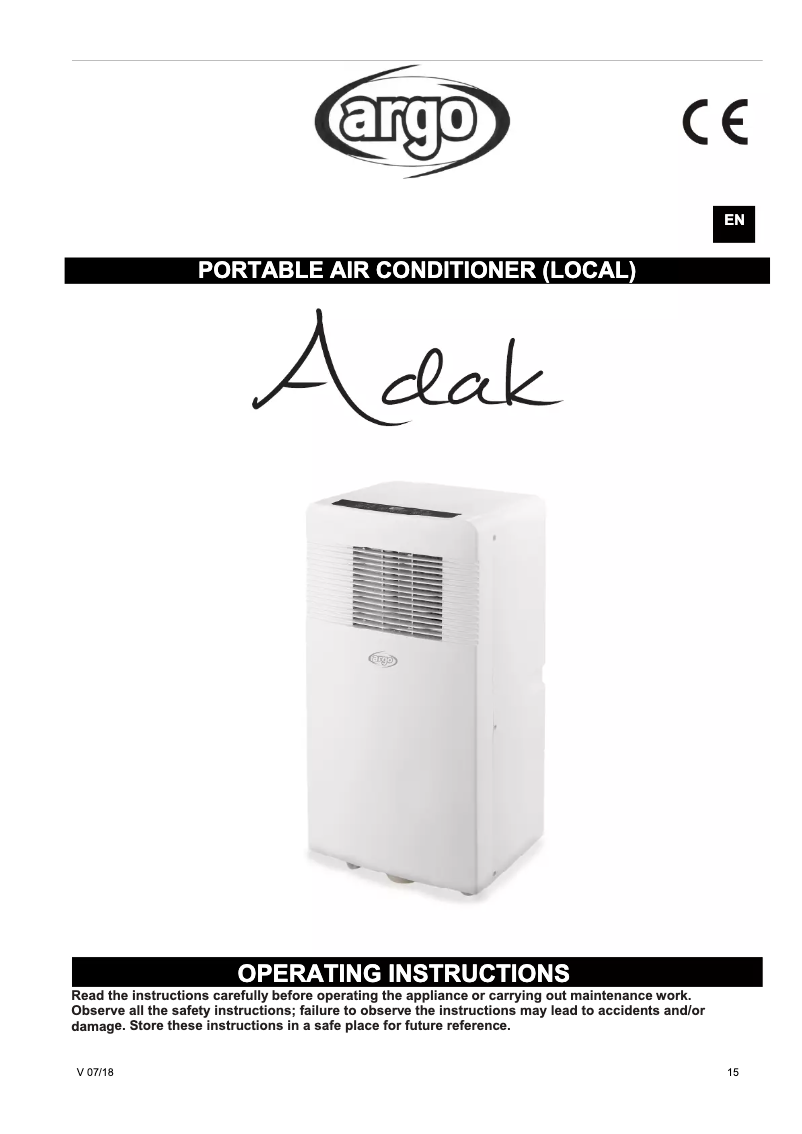 Image de la première page du manuel de l'appareil ADAK