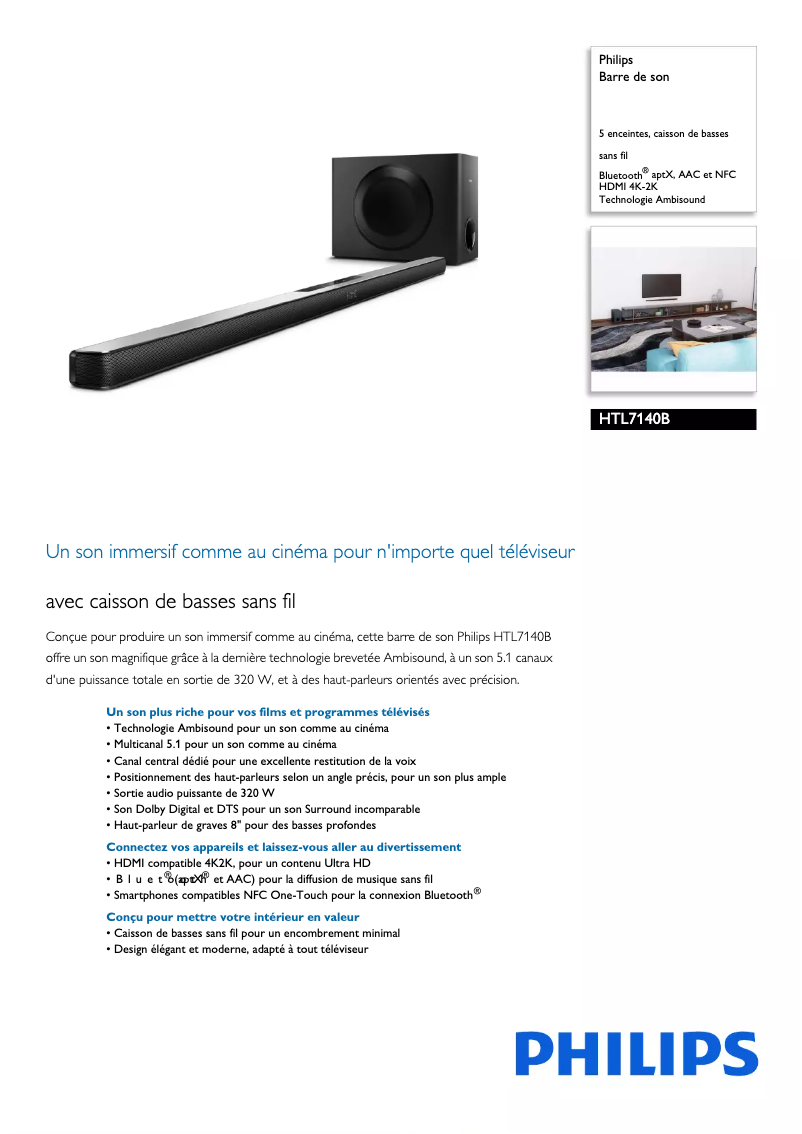 Image de la première page du manuel de l'appareil HTL7140B