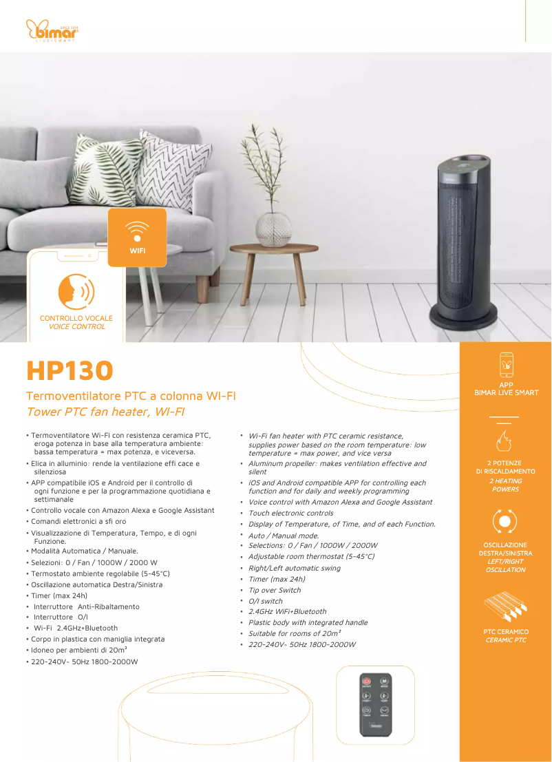 Page 1 de la notice Fiche technique Bimar HP130