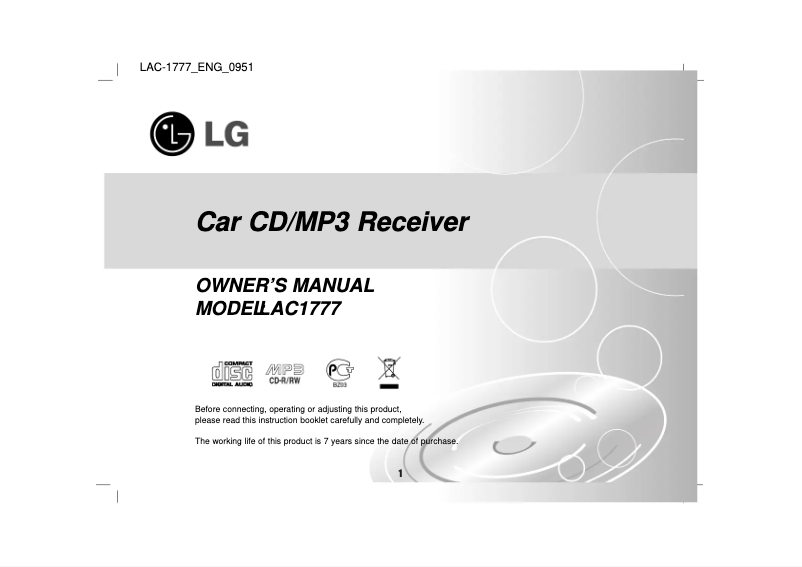 Image de la première page du manuel de l'appareil LAC1777