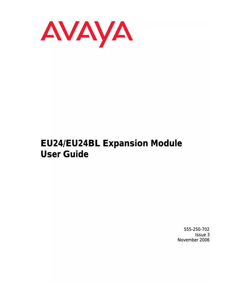 Page n°1 - Manuel utilisateur Avaya EU24BL