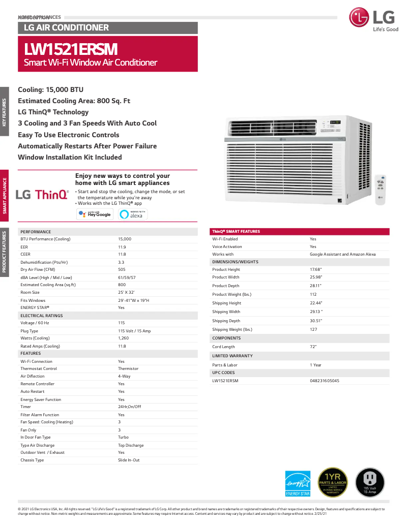 Image de la première page du manuel de l'appareil LW1521ERSM