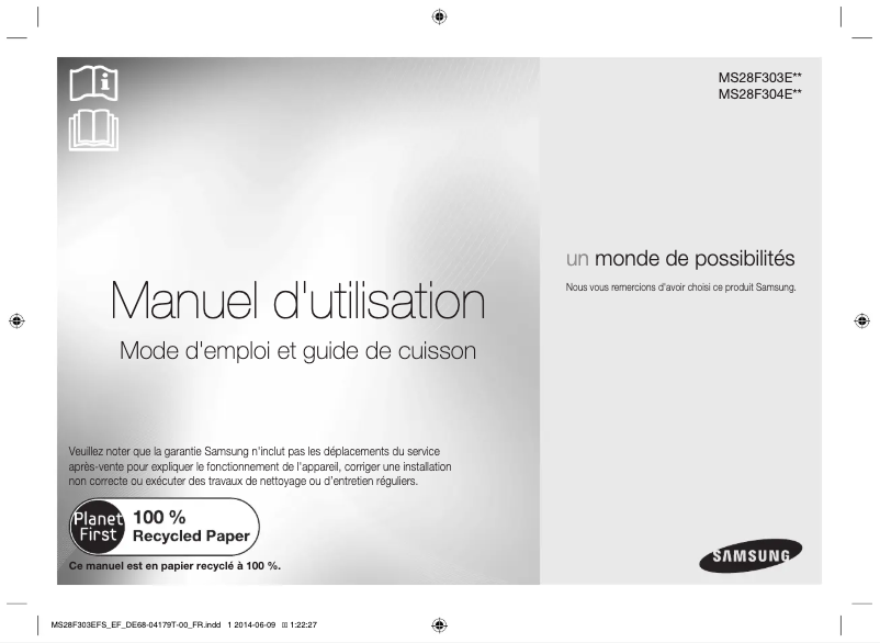 Page 1 de la notice Manuel utilisateur Samsung MS28F303EFS