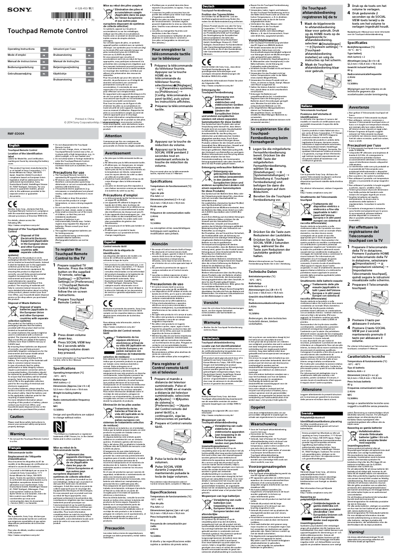 Página 1 del manual Manual de usuario Sony RMF-ED004