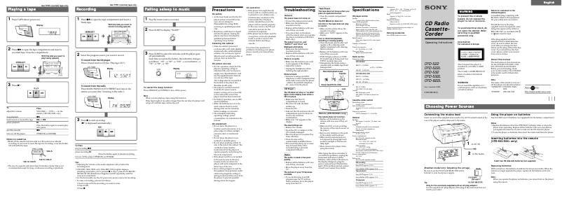 Página 1 del manual Manual de usuario Sony CFD-S22