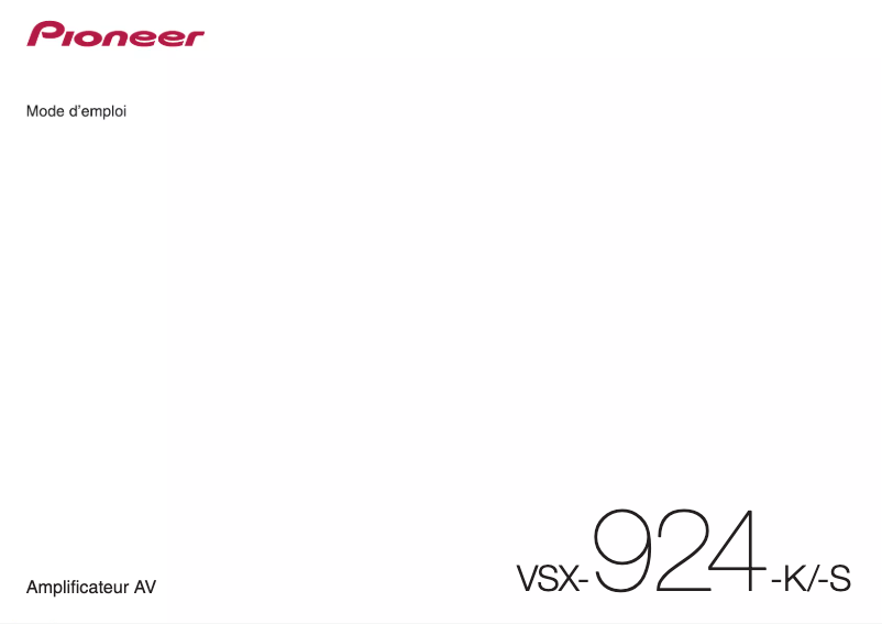 Page n°1 - Manuel utilisateur Pioneer VSX-924