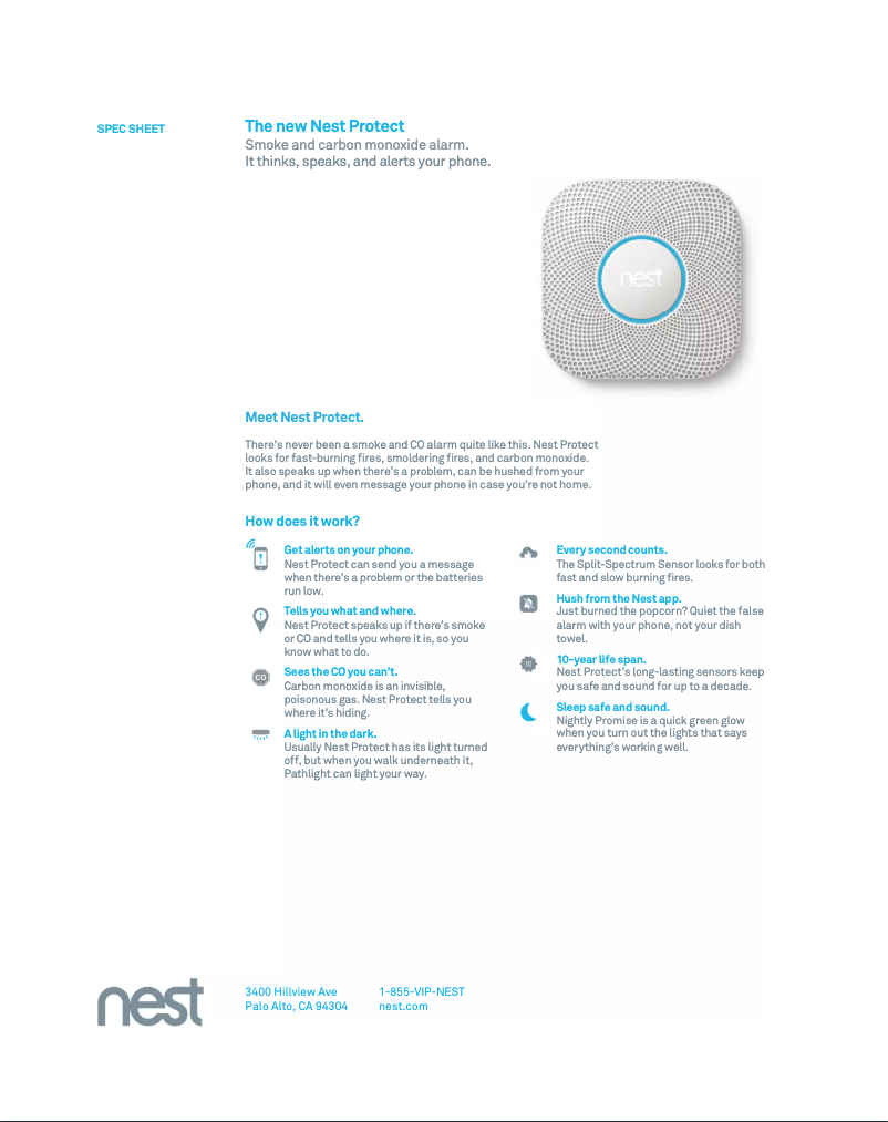 Página 1 del manual Ficha técnica Nest Protect