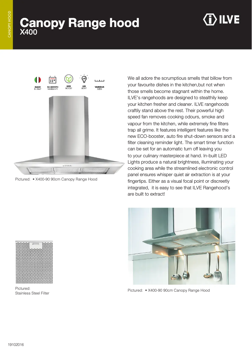 Page n°1 - Fiche technique Ilve X400/100