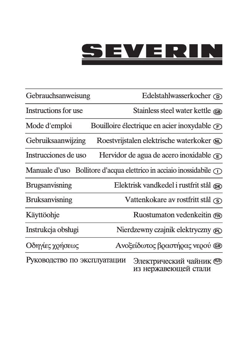 Page 1 de la notice Manuel utilisateur Severin WK 9635