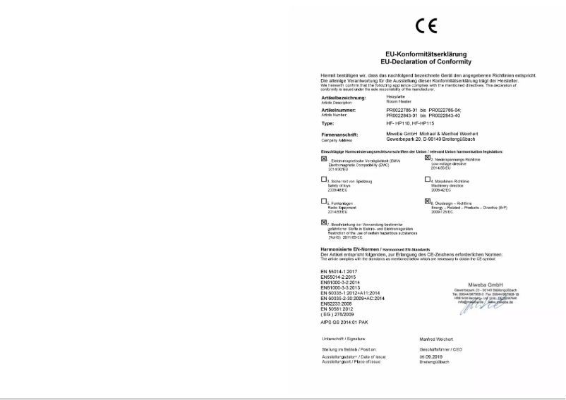 Imagen de la primera página del manual del dispositivo HF-HP105