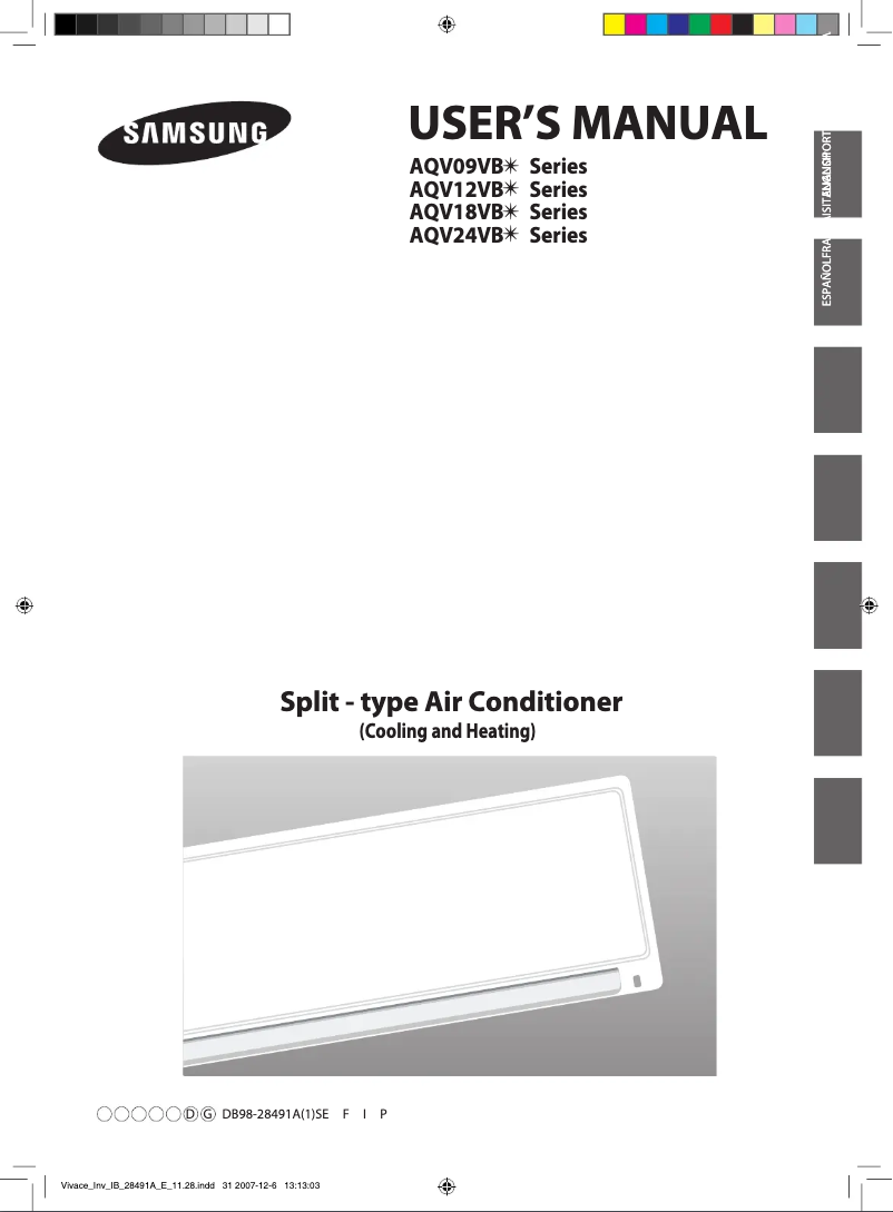Page n°1 - Manuel utilisateur Samsung AQV09VBEN