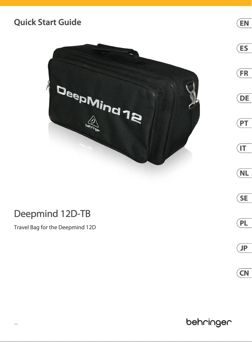 Page 1 de la notice Guide de démarrage rapide Behringer DeepMind 12D-TB