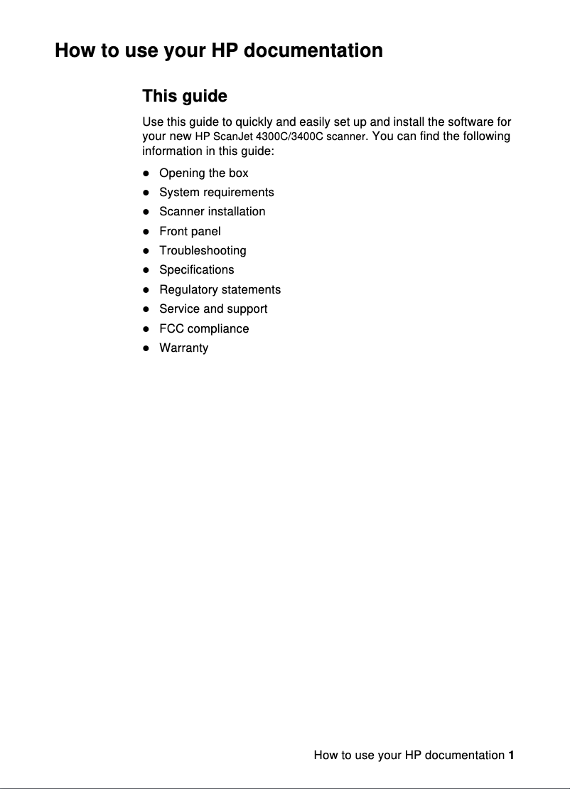 Page n°1 - Manuel utilisateur HP Scanjet 3400C