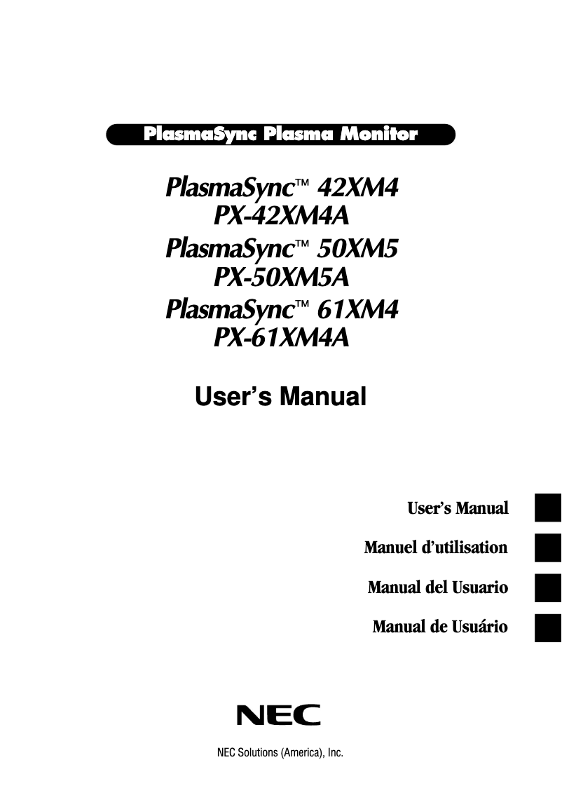 Página 1 del manual Manual de usuario NEC PlasmaSync 50XM5