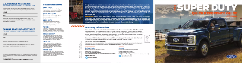 Page 1 de la notice Guide de démarrage rapide Ford F-550 (2023)